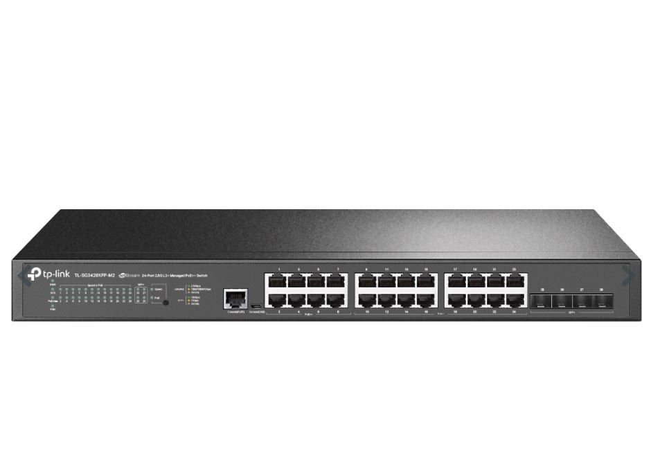 P-Link TL-SG3428XPP-M2 JetStream 24-Port 2.5GBASE-T and 4-Port 10GE SFP+ L2+ Managed Switch with 16-Port PoE+ & 8-Port PoE++ by Omada SDN P-Link TL-SG3428XPP-M2 JetStream 24-Port 2.5GBASE-T and 4-Port 10GE SFP+ L2+ Managed Switch with 16-Port PoE+ & 8-Port PoE++ by Omada SDN